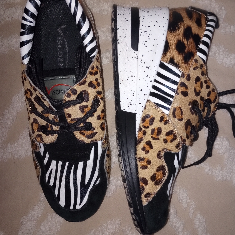 Animal print wedge sneakers